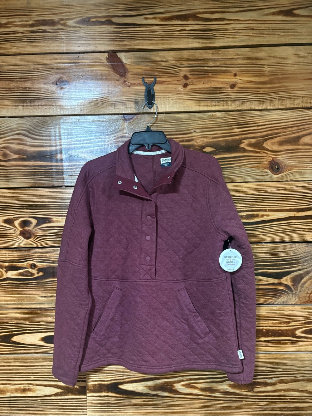 Quarter Snap-Up Magellan Outdoors Women's Quilted Pullover Burgundy